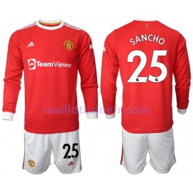 Maillot de Foot Manchester United Jadon Sancho 25 Domicile 2021-22 Manches Longues - Enfant